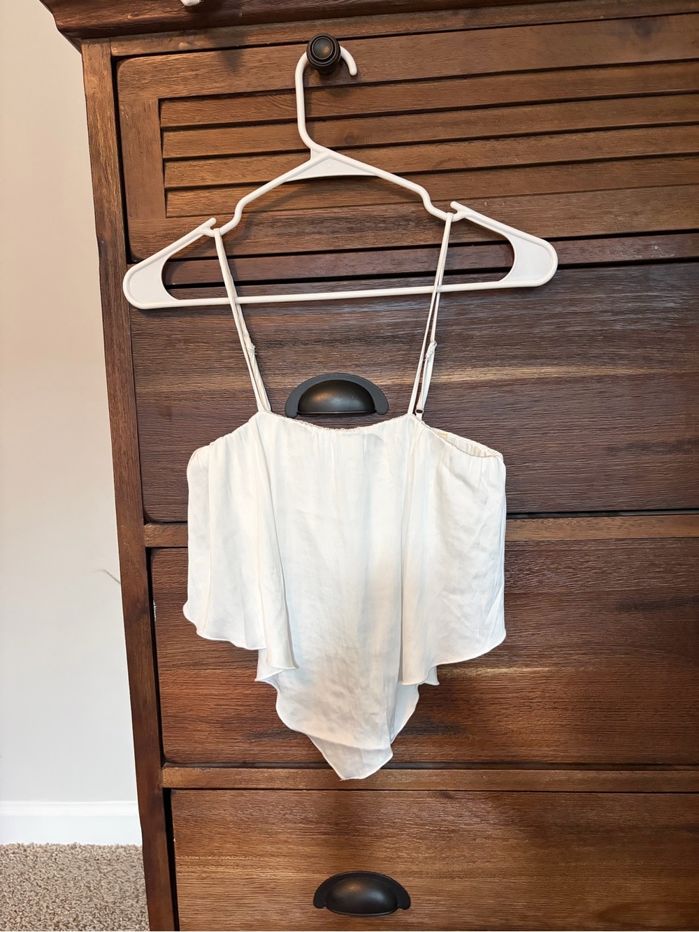NWT! Promesa White Lined Satin Scarf Back Tie Crop Top